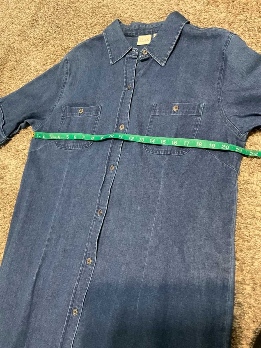 Falls Creek Stretch Denim Button-Front Shirt Dress Large - Picture 5 of 6